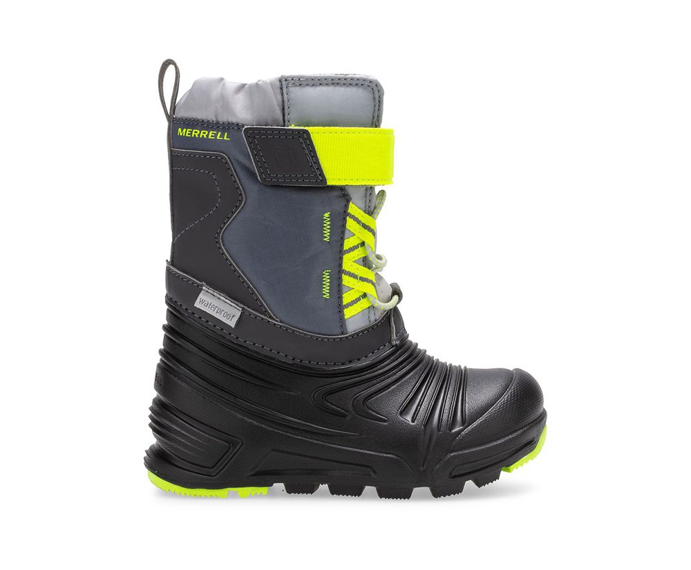 Merrell Boots Black/Grey/Green - Snow Quest Lite 2.0 Waterproof Jr. - Kids 26GOMYPVZ